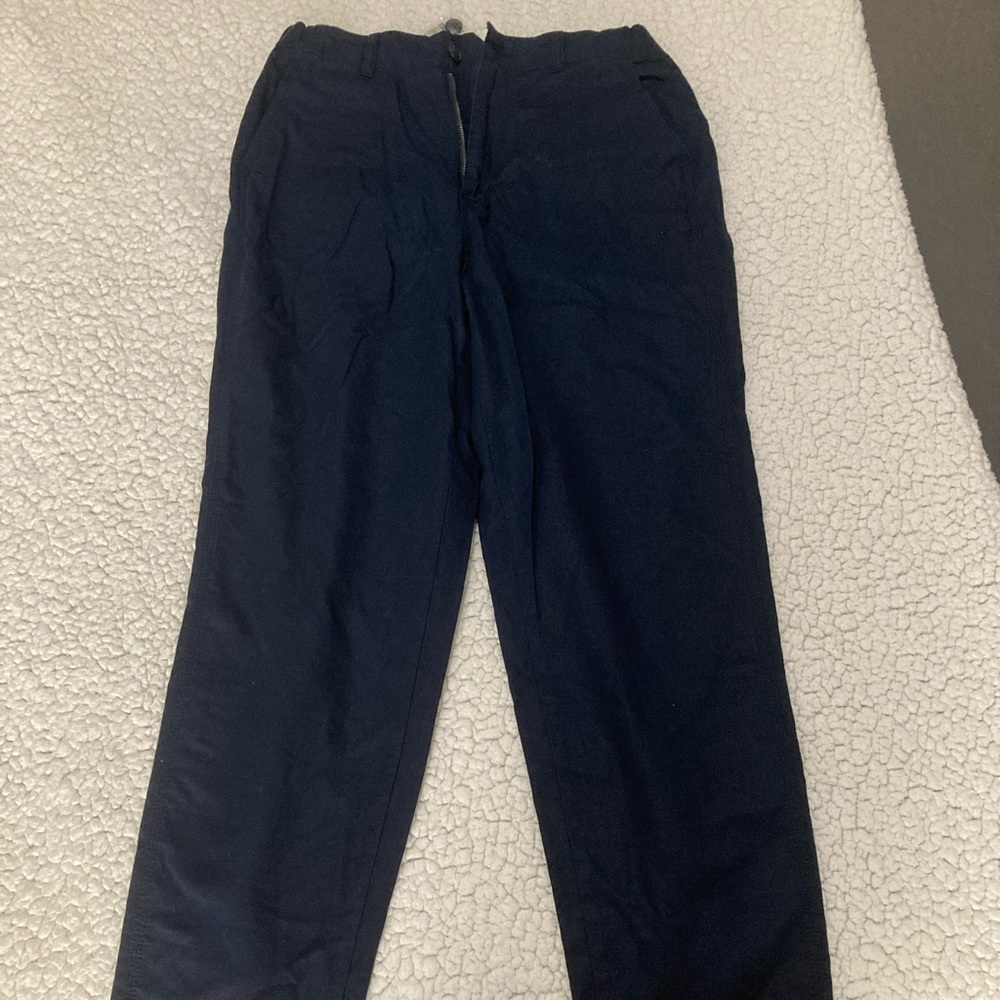 Uniqlo Women Linen Cotton Tapered Trousers Navy